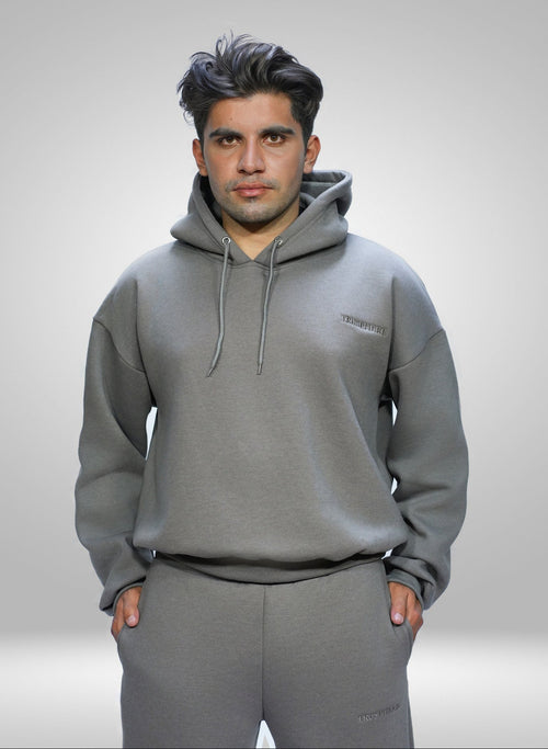 "Black heavyweight tracksuit set 450 GSM fleece hoodie and buggy pants"