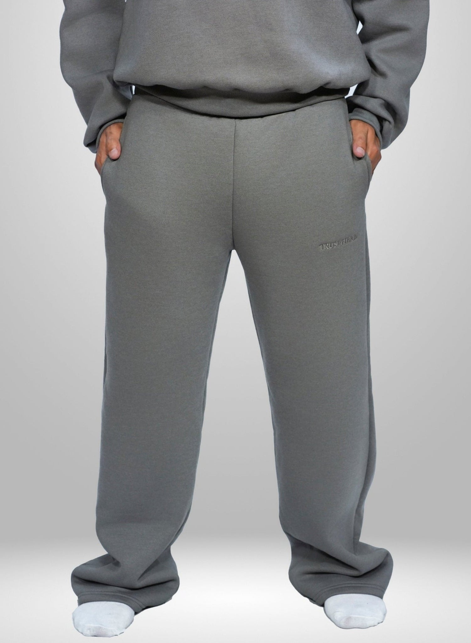 "Black heavyweight tracksuit set 450 GSM fleece hoodie and buggy pants"